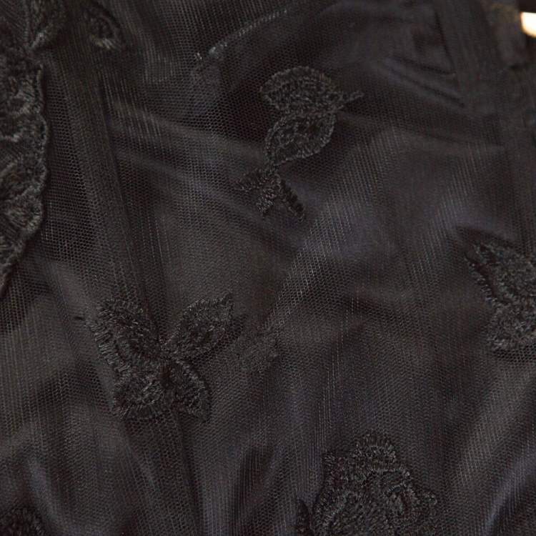 Pre Owned Dolce & Gabbana Black Floral Lace Bustier Detail Strapless Gown M