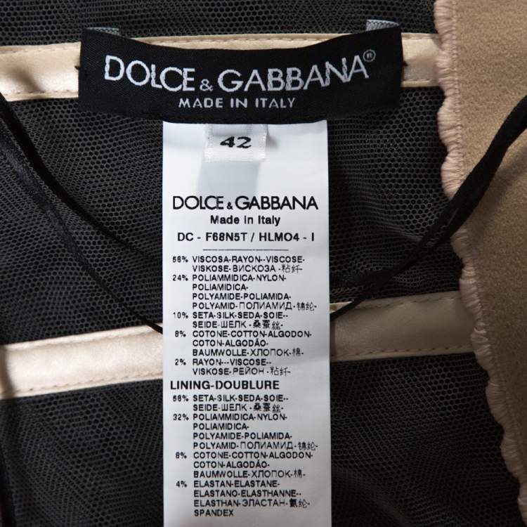 Pre Owned Dolce & Gabbana Black Floral Lace Bustier Detail Strapless Gown M