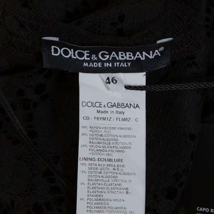 Pre Owned Dolce & Gabbana Black Floral Lace Bee Appliqued Shift Dress L