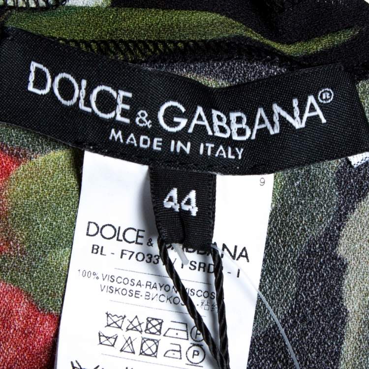 Pre Owned Dolce & Gabbana Black and Red Floral Printed Long Sleeve Tunic M