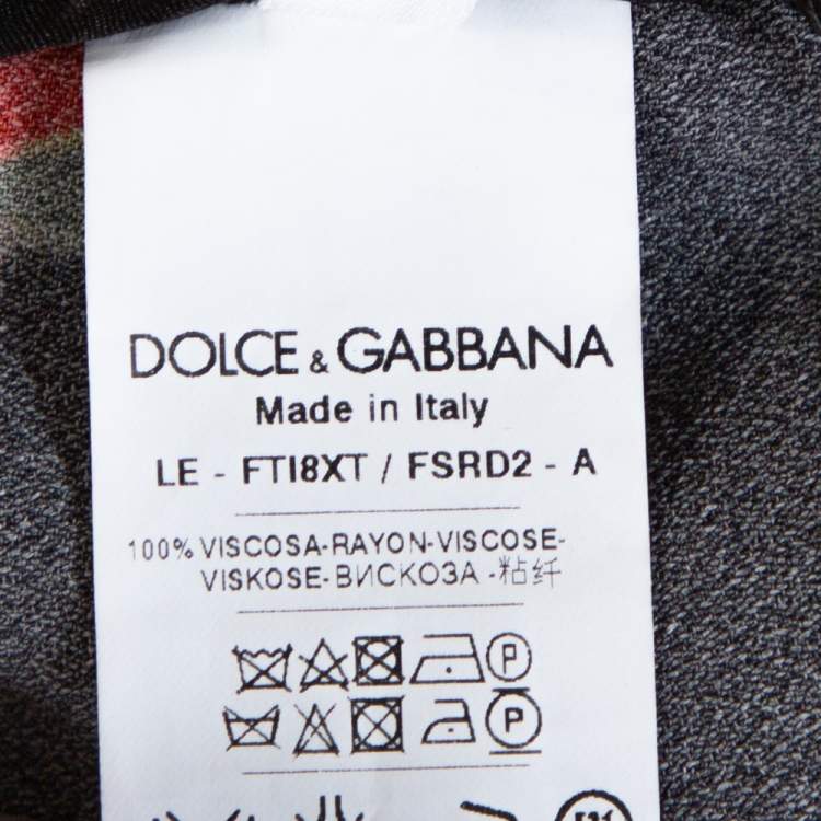 Pre Owned Dolce & Gabbana Black & Red Floral Printed Tapered Trousers M