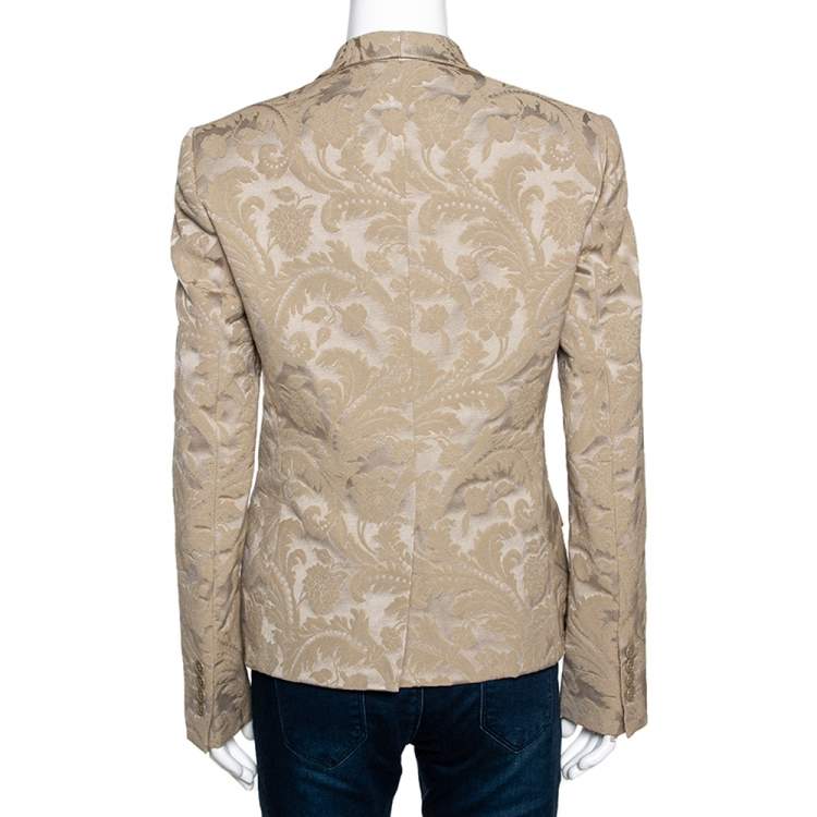 Pre Owned Dolce & Gabbana Beige Cotton Blend Jacquard Jacket M