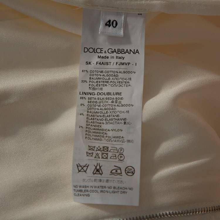 Pre Owned Dolce & Gabbana White Floral Pattern Cotton A-Line Skirt S
