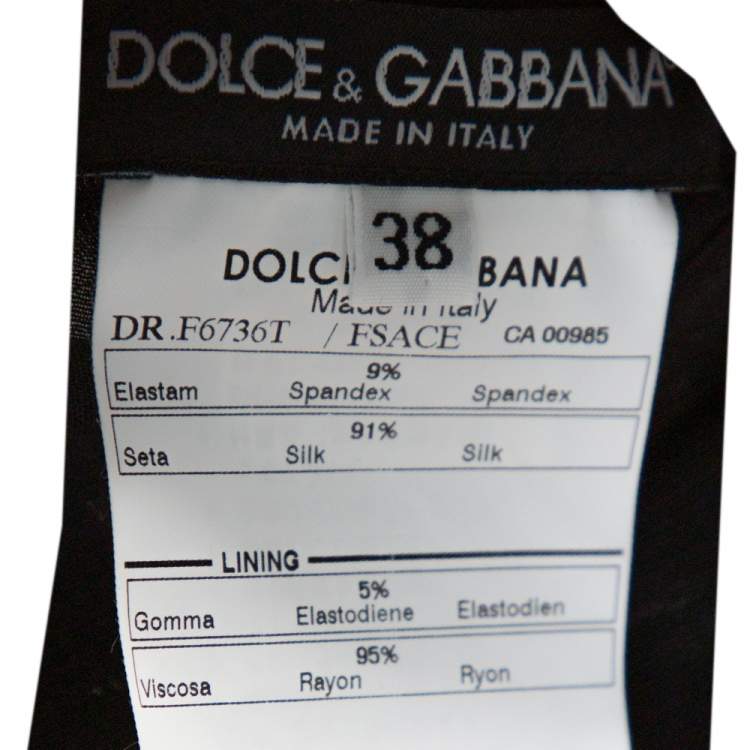 Pre Owned Dolce & Gabbana Black Polka Dot Silk Lace Up Corset Dress S