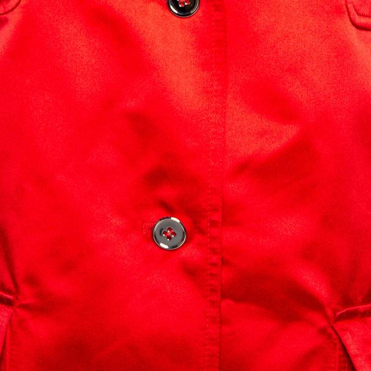 Pre Owned Dolce & Gabbana Red Silk Satin Button Front Coat L
