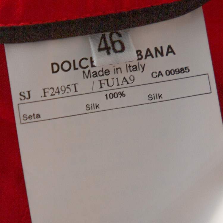 Pre Owned Dolce & Gabbana Red Silk Satin Button Front Coat L