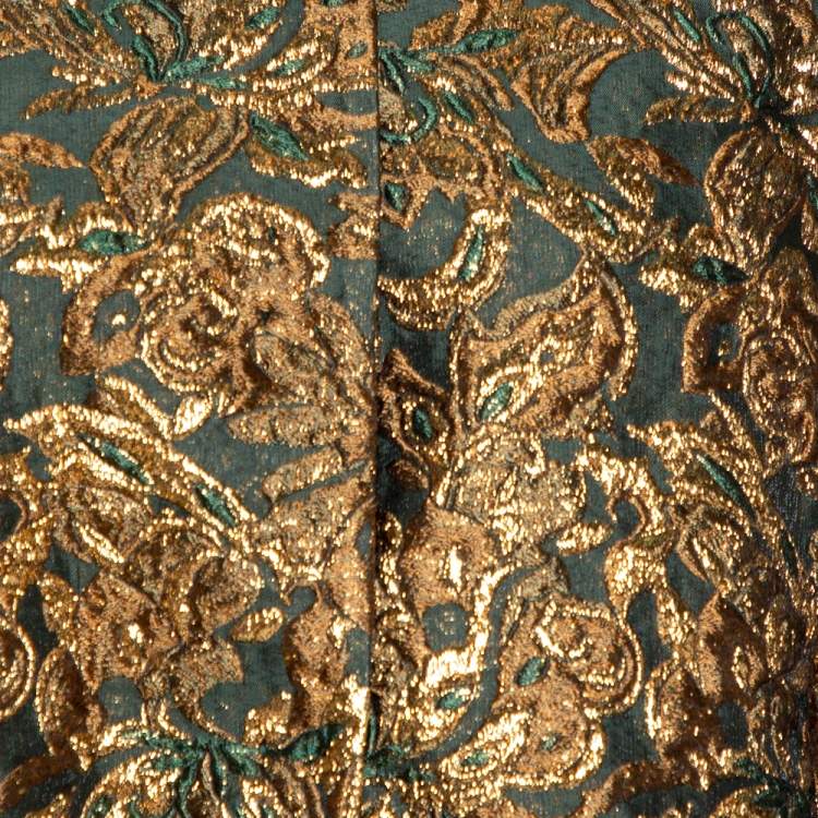 Pre Owned Dolce & Gabbana Green Lurex Floral Jacquard Oversized Jacket S