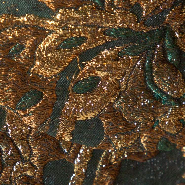 Pre Owned Dolce & Gabbana Green Lurex Floral Jacquard Oversized Jacket S