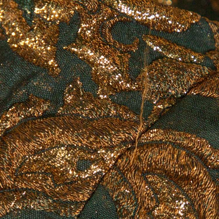 Pre Owned Dolce & Gabbana Green Lurex Floral Jacquard Oversized Jacket S