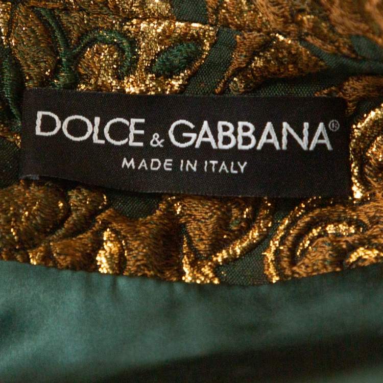 Pre Owned Dolce & Gabbana Green Lurex Floral Jacquard Oversized Jacket S