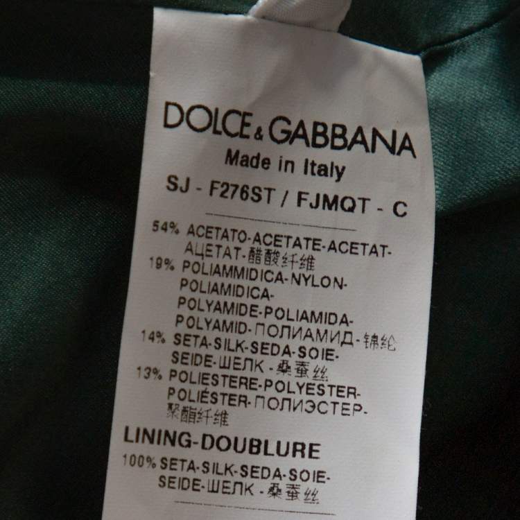 Pre Owned Dolce & Gabbana Green Lurex Floral Jacquard Oversized Jacket S