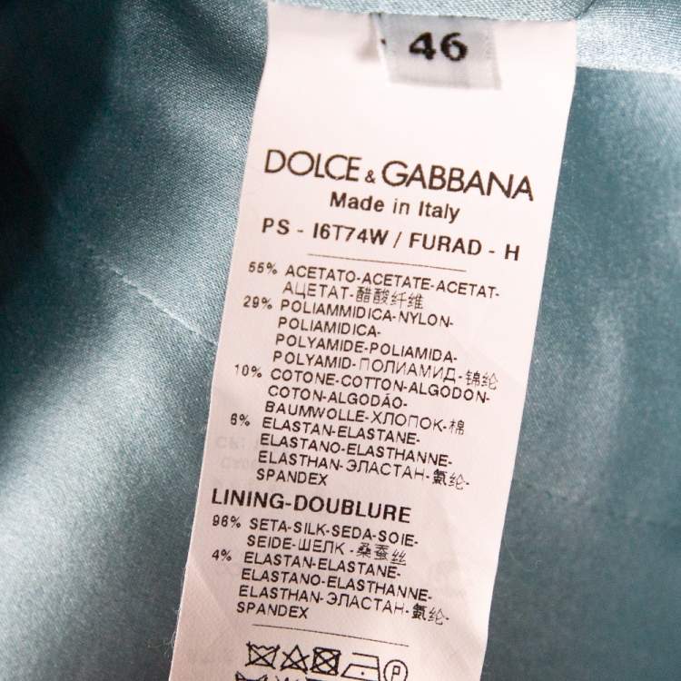 Pre Owned Dolce & Gabbana Light Blue Satin Lace Trim Gown L