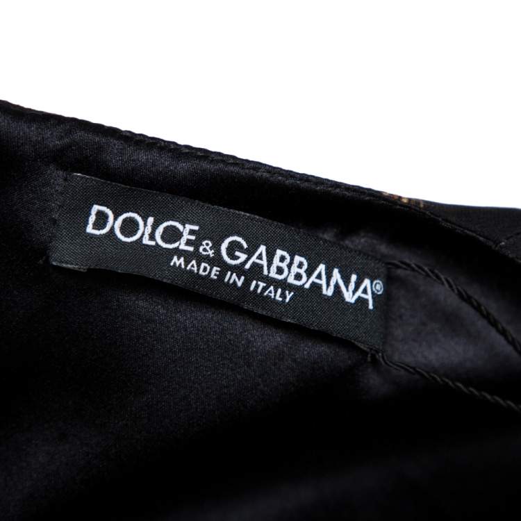 Pre Owned Dolce & Gabbana Black Keys Print Silk Long Sleeve Sheath Dress L