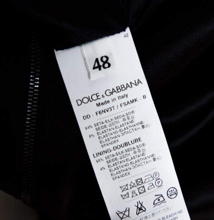 Pre Owned Dolce & Gabbana Black Keys Print Silk Long Sleeve Sheath Dress L