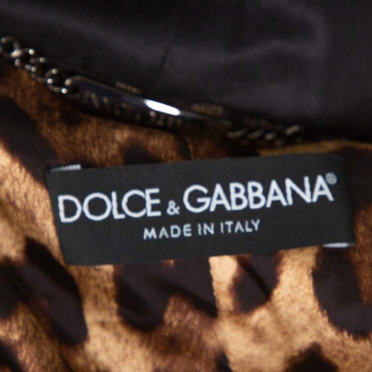 Pre Owned Dolce & Gabbana Black Silk Taffeta One Buttoned Coat L