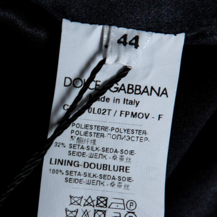 Pre Owned Dolce & Gabbana Black Key Printed Jacquard Coat M