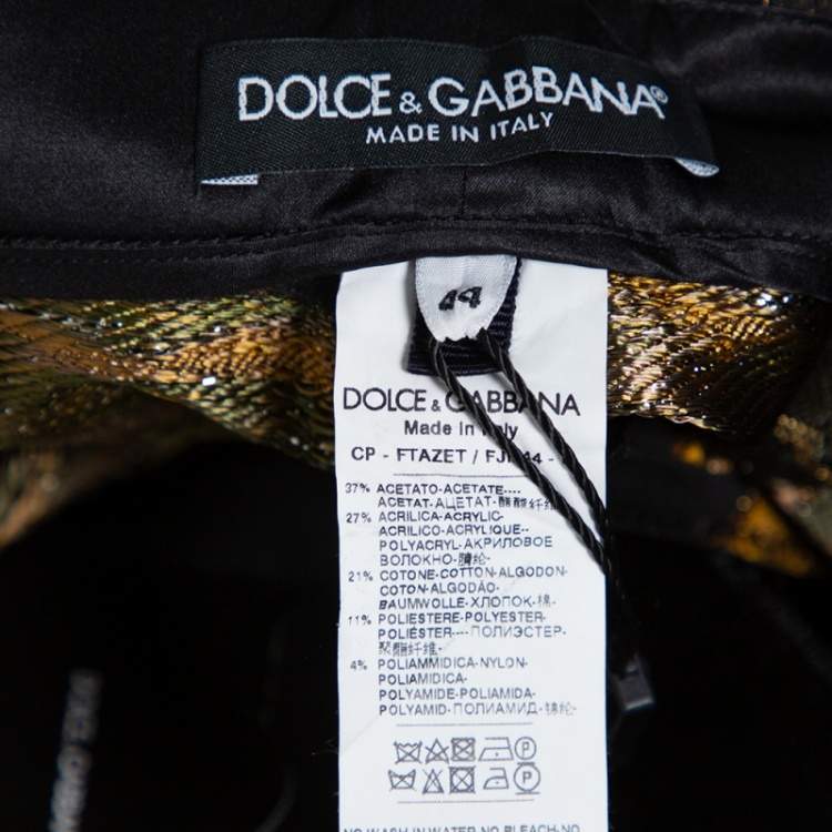 Pre Owned Dolce & Gabbana Black & Gold Floral Jacquard Cropped Trousers M