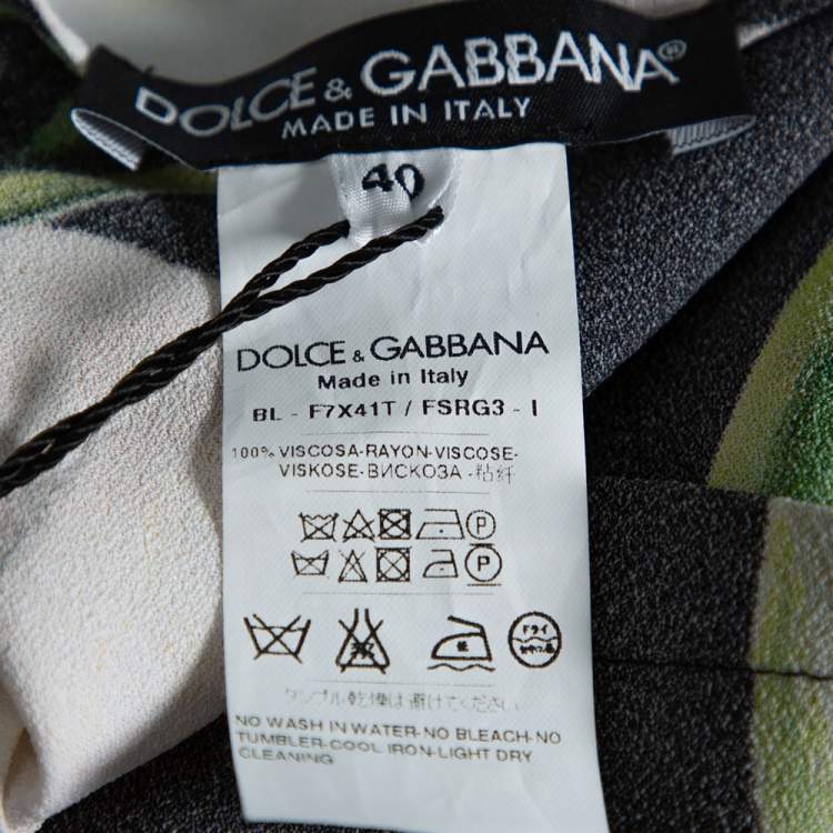 Pre Owned Dolce & Gabbana  Black Floral Printed Crepe Three Quarter Sleeve Top S