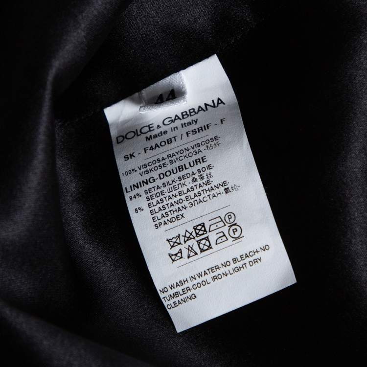 Pre Owned Dolce & Gabbana Black Floral Print Cady Pencil Skirt M