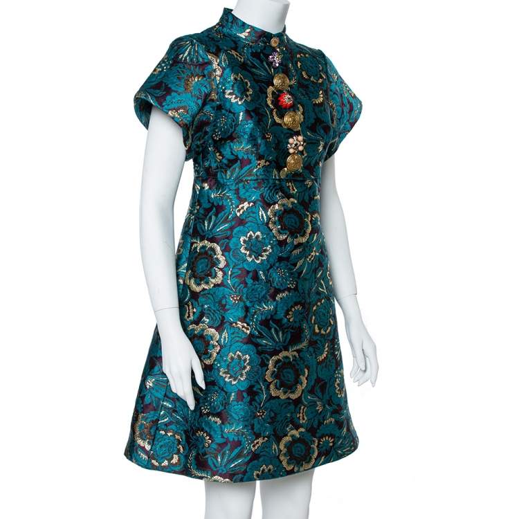 Dolce & Gabbana Metallic Green Jacquard Embellished Midi Dress M Dolce &  Gabbana | TLC