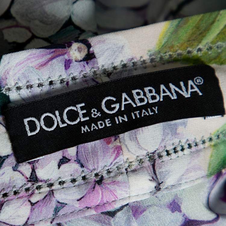 Pre Owned Dolce & Gabbana Green Ortensia Print Silk Maxi Robe Dress M
