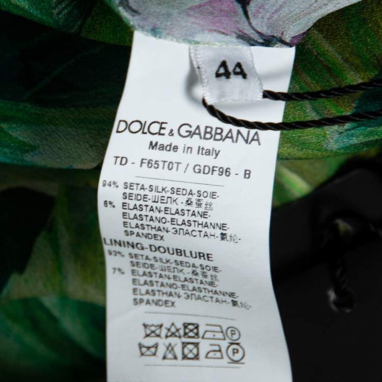 Pre Owned Dolce & Gabbana Green Ortensia Print Silk Maxi Robe Dress M