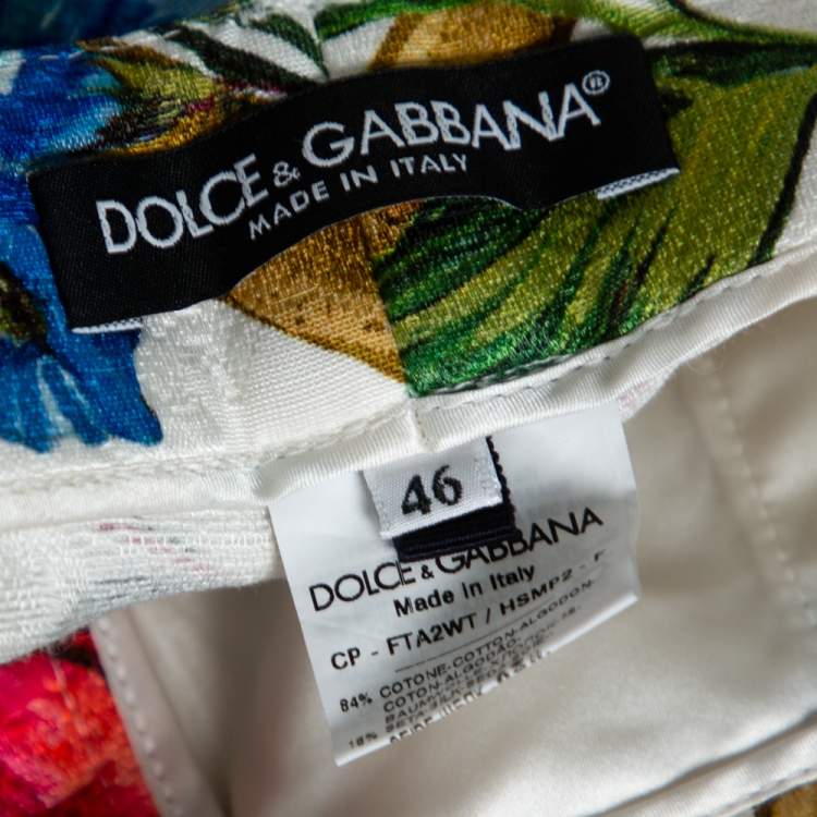 Pre Owned Dolce & Gabbana Floral Print Cotton Jacquard Cropped Pants L
