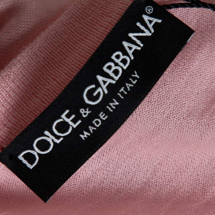 Pre Owned Dolce & Gabbana Pink Rose Applique Cashmere Pullover L
