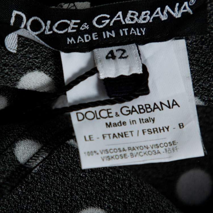 Pre Owned Dolce & Gabbana Monochrome Polka Dot Crepe Leggings M