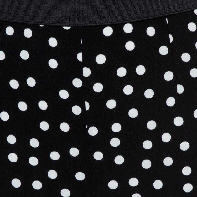 Pre Owned Dolce & Gabbana Monochrome Polka Dot Crepe Leggings M