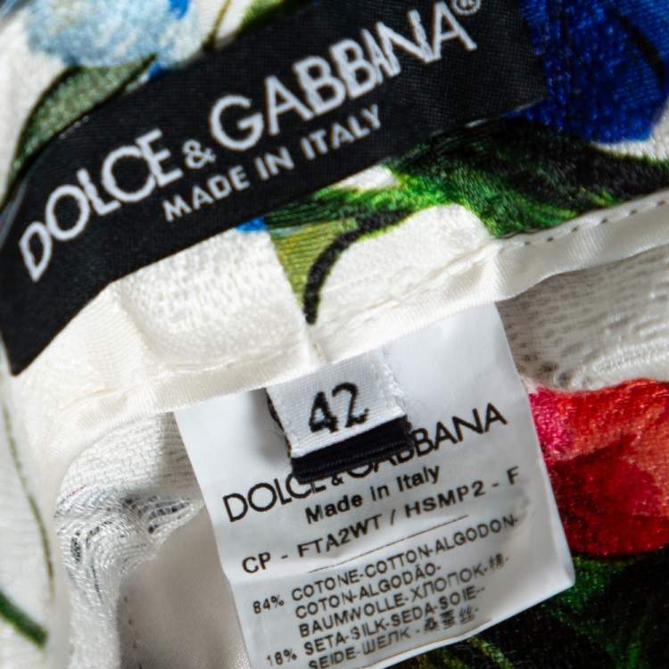 Pre Owned Dolce & Gabbana Floral Print Cotton Jacquard Cropped Pants M