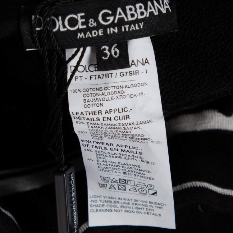 Pre Owned Dolce & Gabbana Black Cotton DG Queen Track Jersey Trouser XS