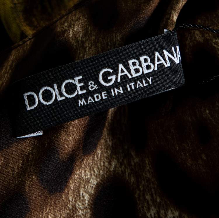 Pre Owned Dolce & Gabbana Gold Floral Jacquard Royal Embellished Midi Dress M