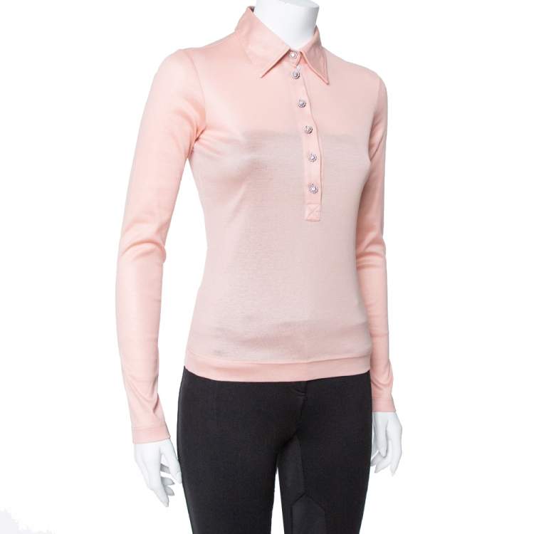 Pre Owned Dolce & Gabbana Pink Cotton Knit Polo T shirt S