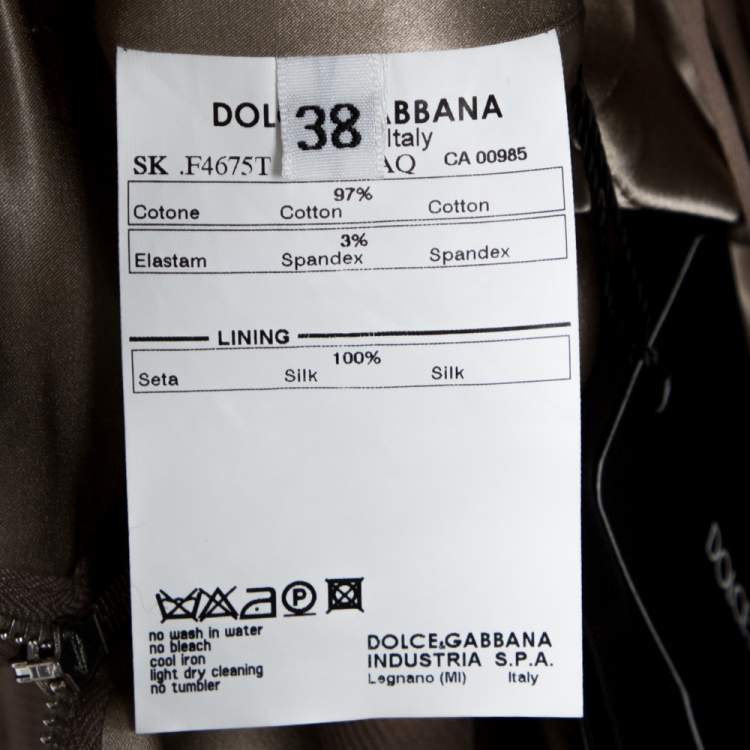 Pre Owned Dolce & Gabbana Brown Cotton Button Detail Mini Skirt S