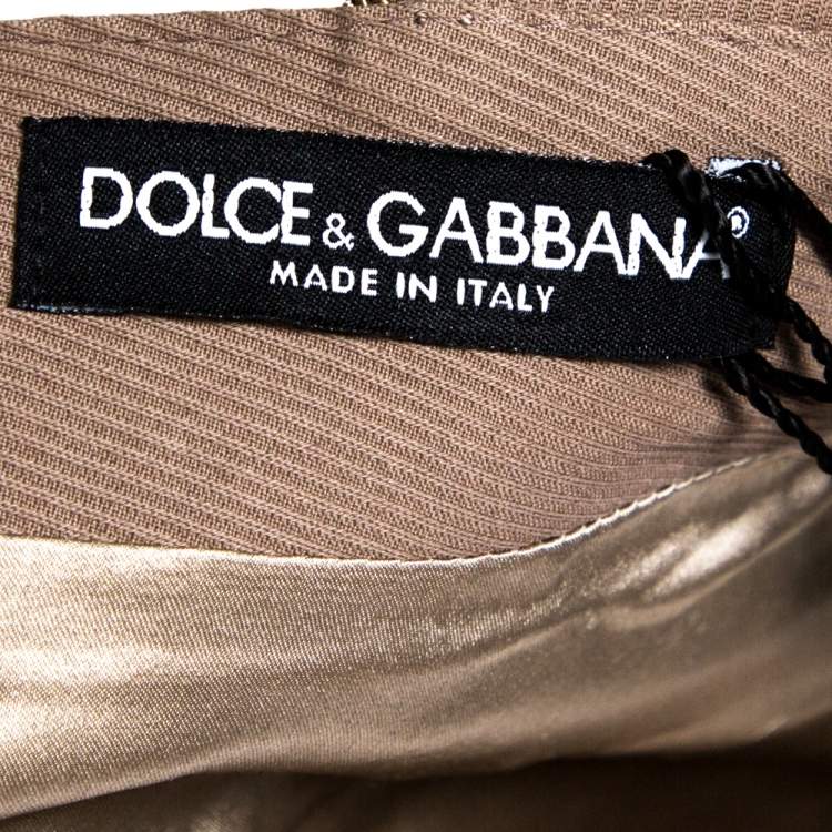 Pre Owned Dolce & Gabbana Brown Cotton Button Detail Mini Skirt S