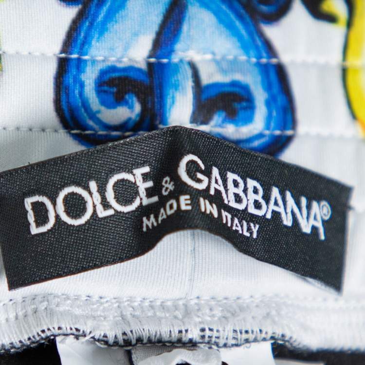 Pre Owned Dolce & Gabbana Multicolor Majolica Print Jersey Footed Leggings L