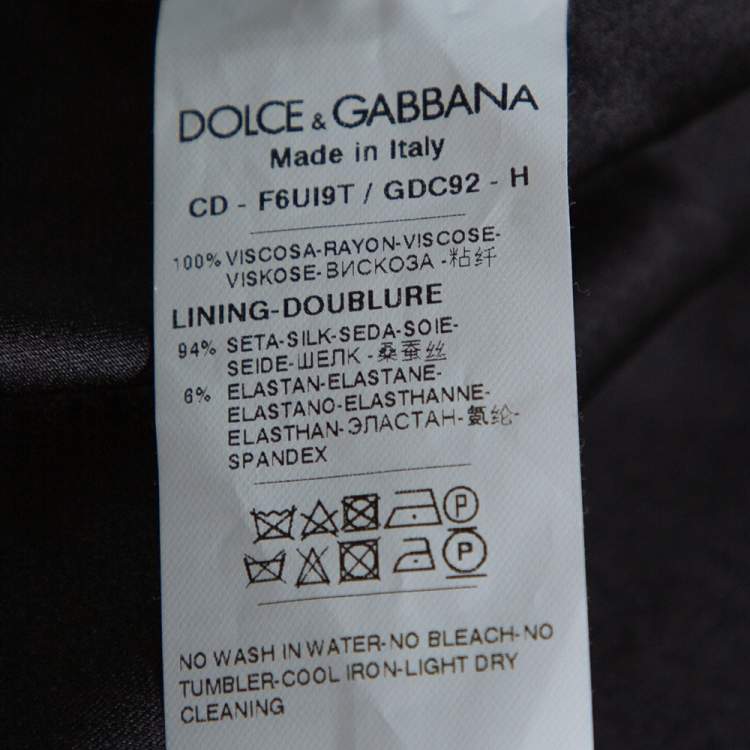 Pre Owned Dolce & Gabbana Black Rose Print Crepe Shift Dress S