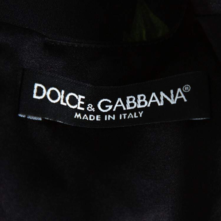 Pre Owned Dolce & Gabbana Black Rose Print Crepe Shift Dress S