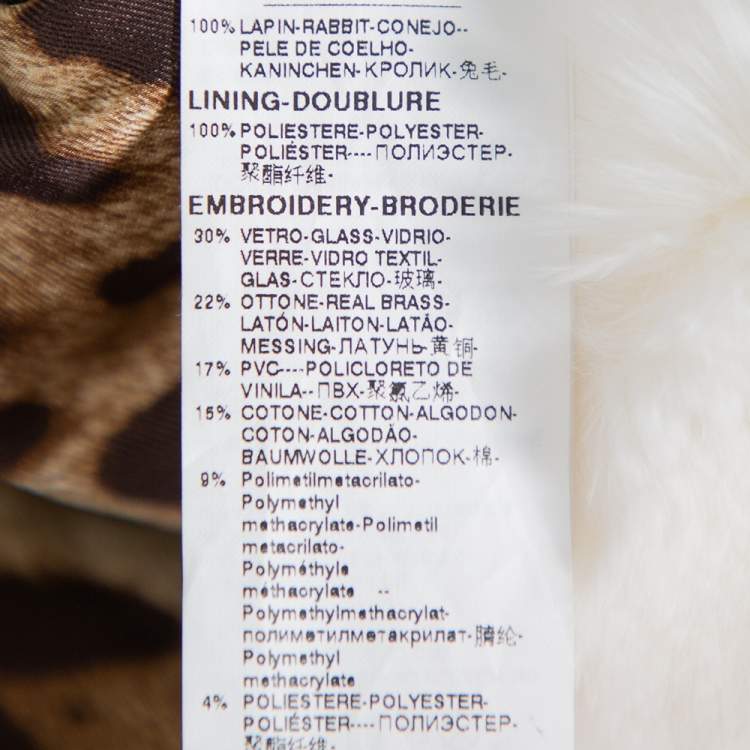 Pre Owned Dolce & Gabbana White Fur Stone & Sequin Embellished Open Front Crop Jacket S
