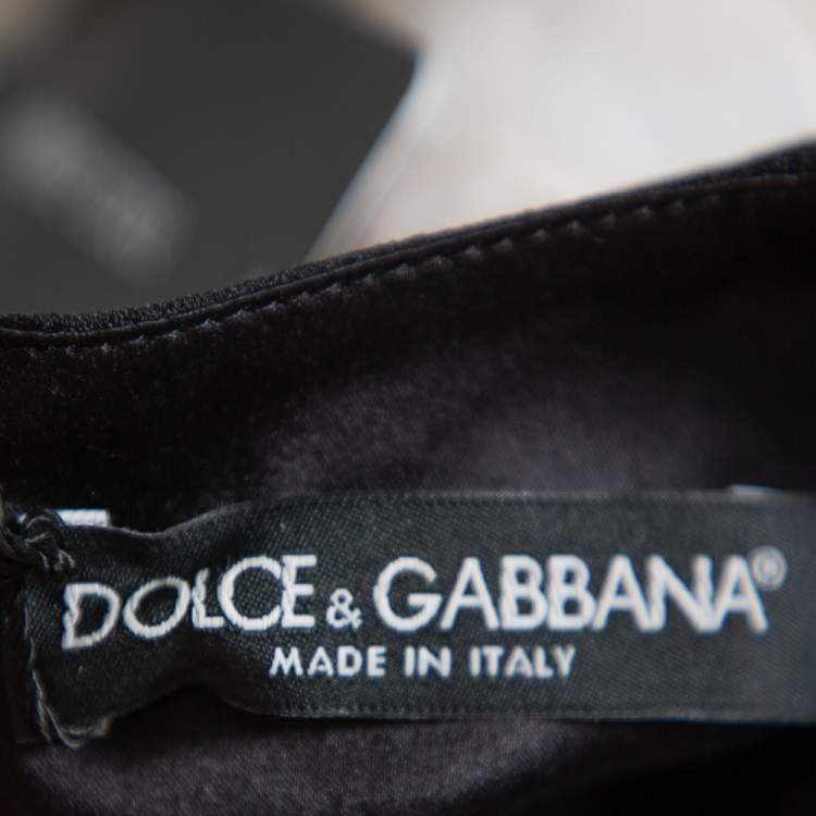 Pre Owned Dolce & Gabbana Black Printed Crepe Sheath Dress XL