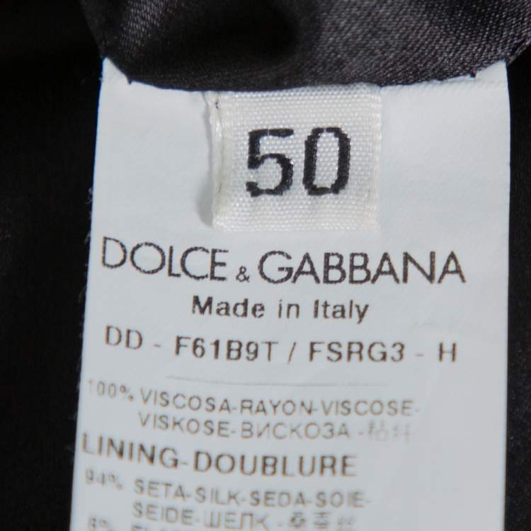 Pre Owned Dolce & Gabbana Black Printed Crepe Sheath Dress XL