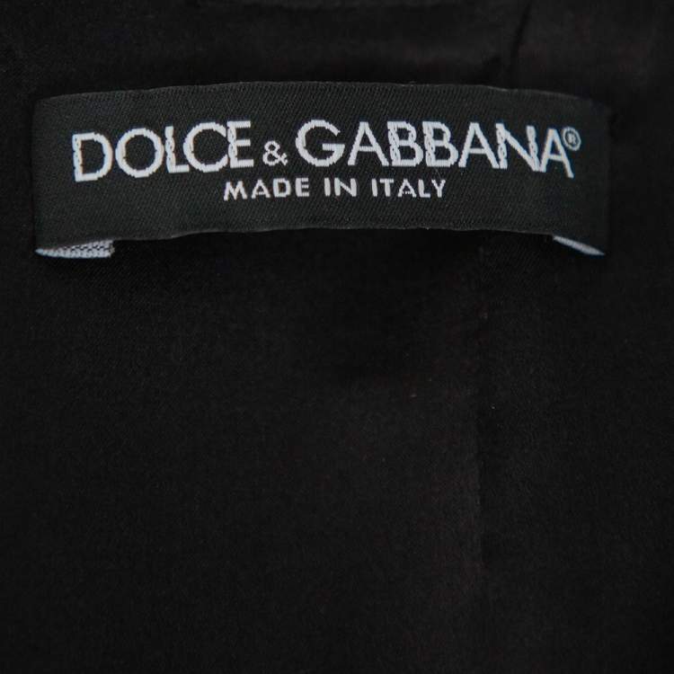 Pre Owned Dolce & Gabbana Black Crepe Open Neck Midi Dress XS
