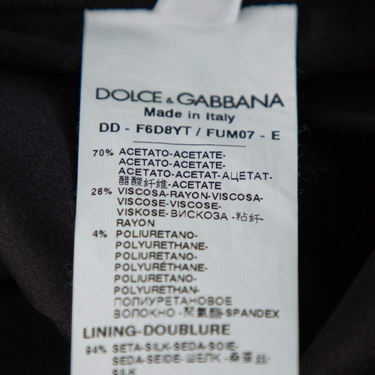 Pre Owned Dolce & Gabbana Black Crepe Open Neck Midi Dress XS