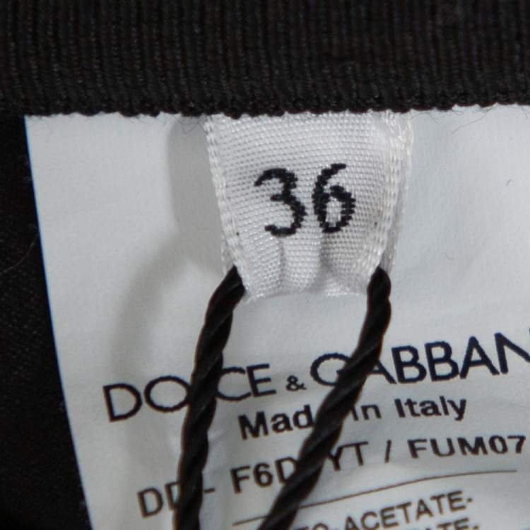 Pre Owned Dolce & Gabbana Black Crepe Open Neck Midi Dress XS