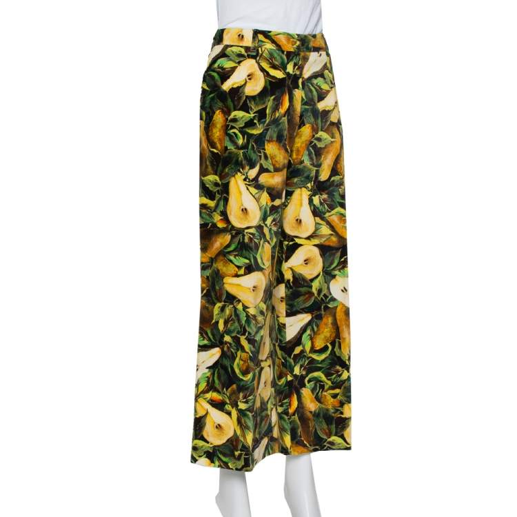 Pre Owned Dolce & Gabbana Multicolor Floral Printed Velvet Cropped pants L