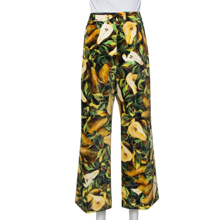 Pre Owned Dolce & Gabbana Multicolor Floral Printed Velvet Cropped pants L