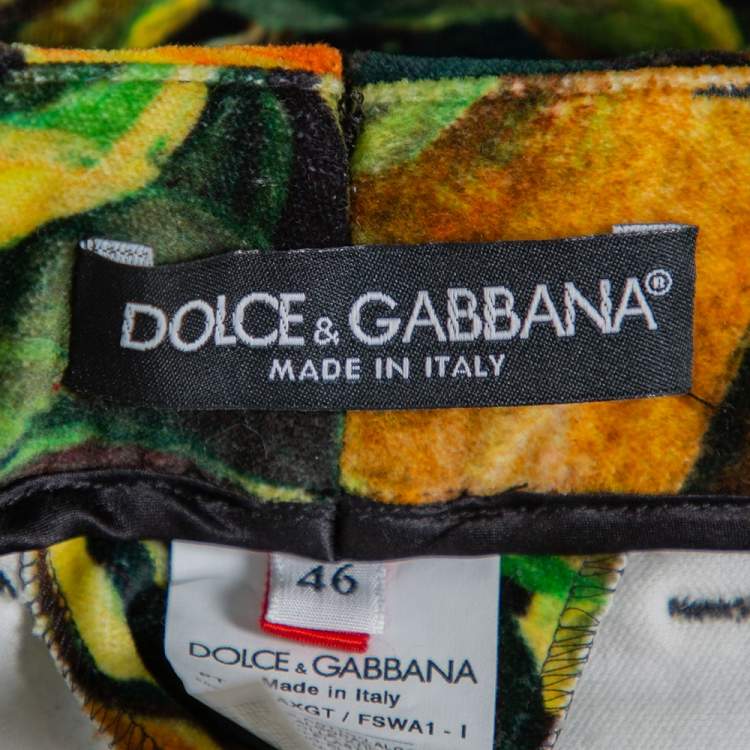 Pre Owned Dolce & Gabbana Multicolor Floral Printed Velvet Cropped pants L