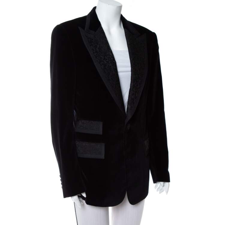 Pre Owned Dolce & Gabbana Black Velvet Casino Tuxedo Jacket L