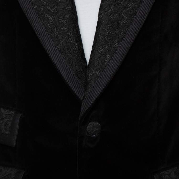 Pre Owned Dolce & Gabbana Black Velvet Casino Tuxedo Jacket L